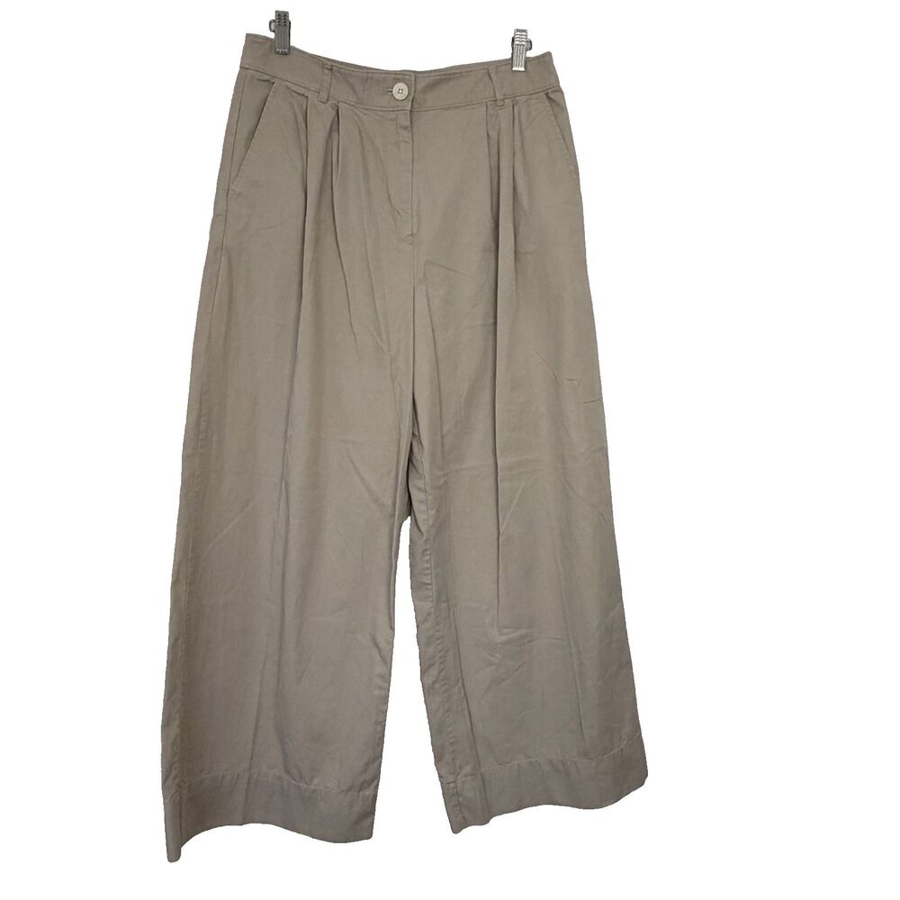 Loft Wide Leg Pants Size 10 High Rise Pleated Front Khaki Neutral Career Office - Picture 2 of 8